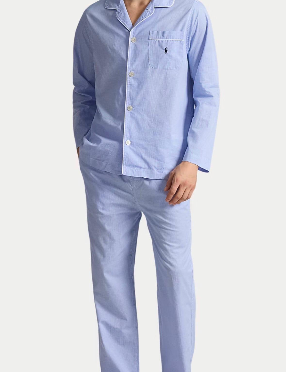 Pigiama Polo Ralph Lauren con micro-gingham e logo ricamato