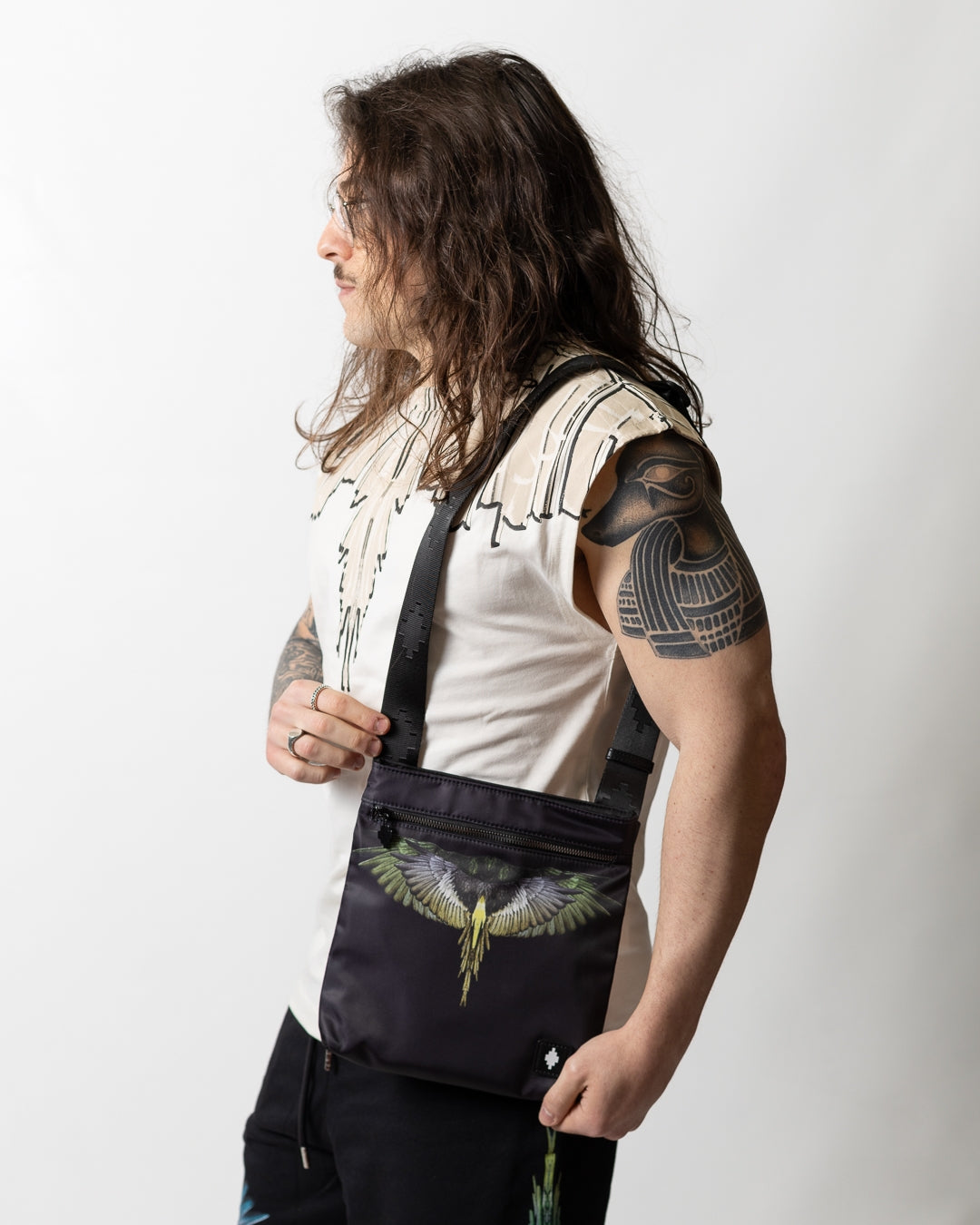 Tracolla Marcelo Burlon in nylon "Icon Wings Yellow"