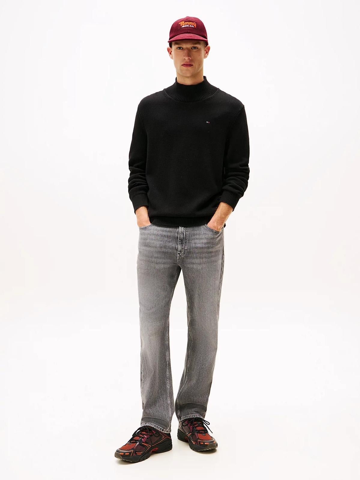 Maglia Tommy Jeans lupetto con bandiera minimal uomo