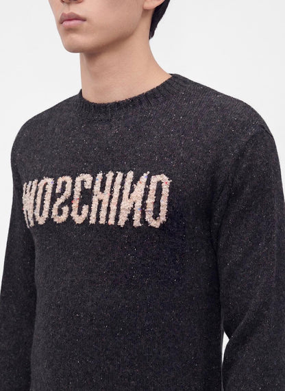 Maglia Moschino girocollo in misto lana "Logo Inside Out" uomo