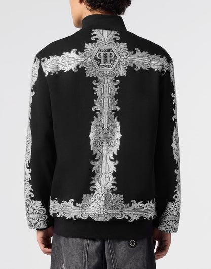Felpa Philipp Plein "Baroque Stones" full zip con cristalli e stampa