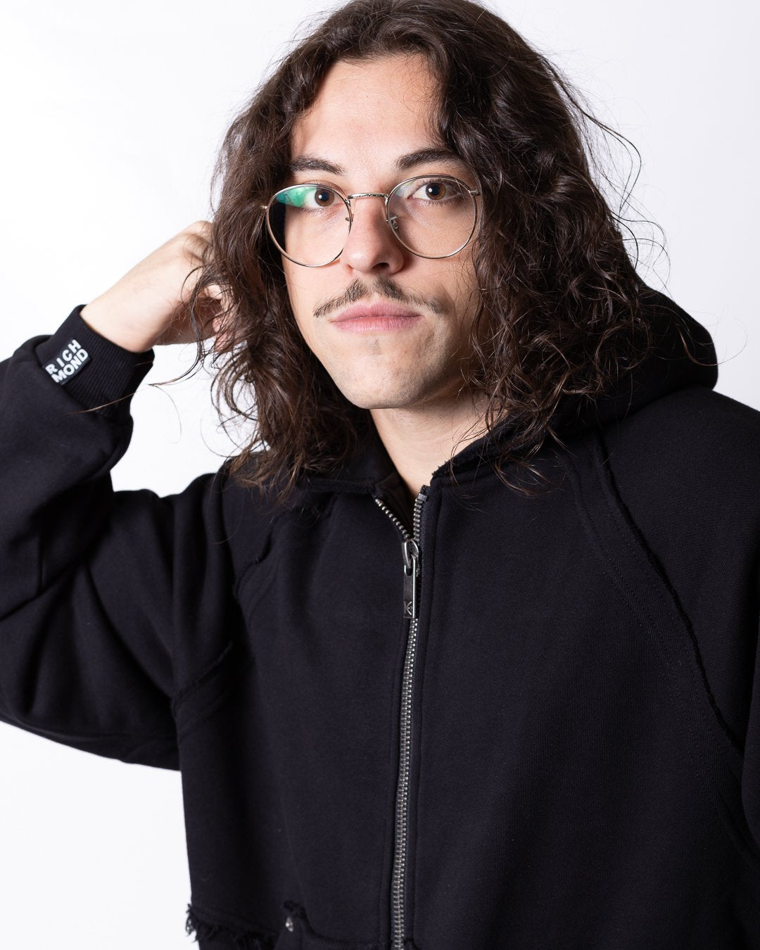 Felpa Richmond X full zip con cappuccio e logo con applicazioni