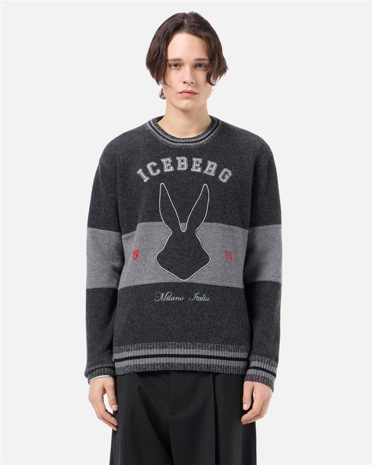 Maglia Iceberg in lana Bugs Bunny Looney Tunes con ricami
