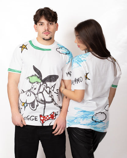 T-Shirt Moschino girocollo con stampa disegno 