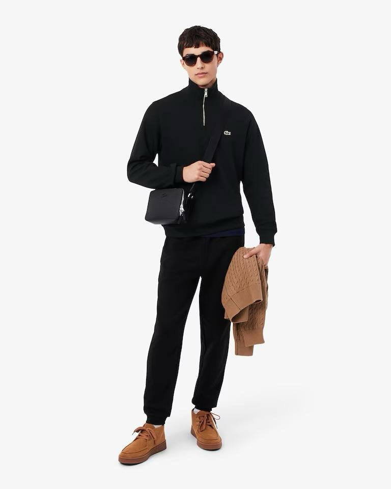 Felpa Lacoste mezza zip con logo ricamato