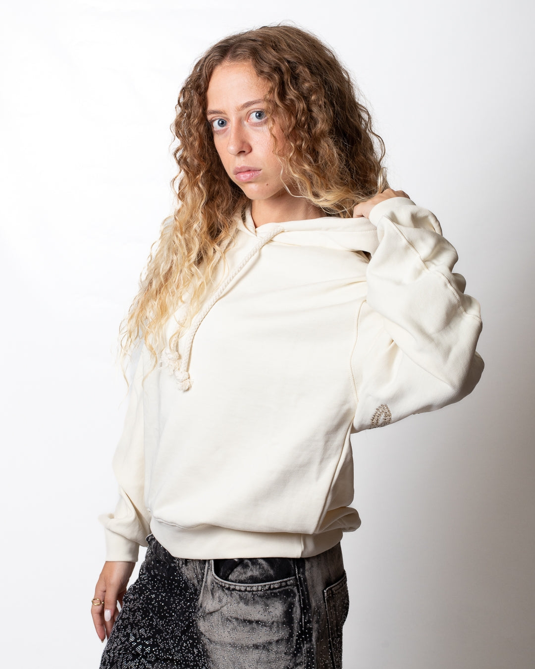 Felpa Disclaimer con cappuccio e logo signature donna