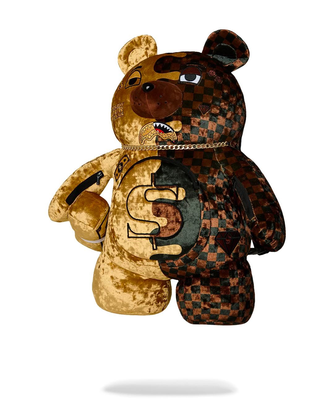 Zaino Sprayground orsetto marrone SHARKS IN PARIS GOLD DRIP MONEYBEAR BACKPACK