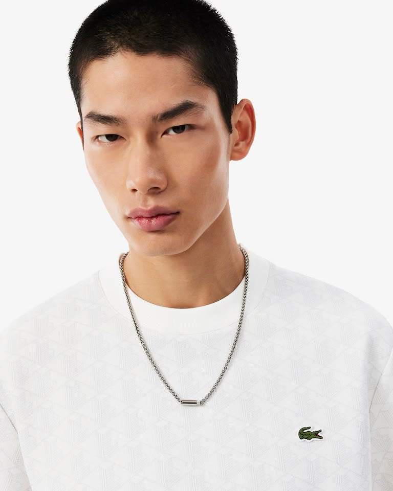 T-shirt Lacoste monogram con logo ricamato in rilievo