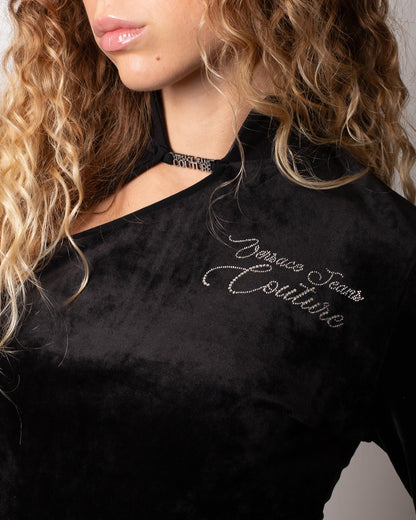 Abito Versace Jeans Couture in velluto con logo in strass donna