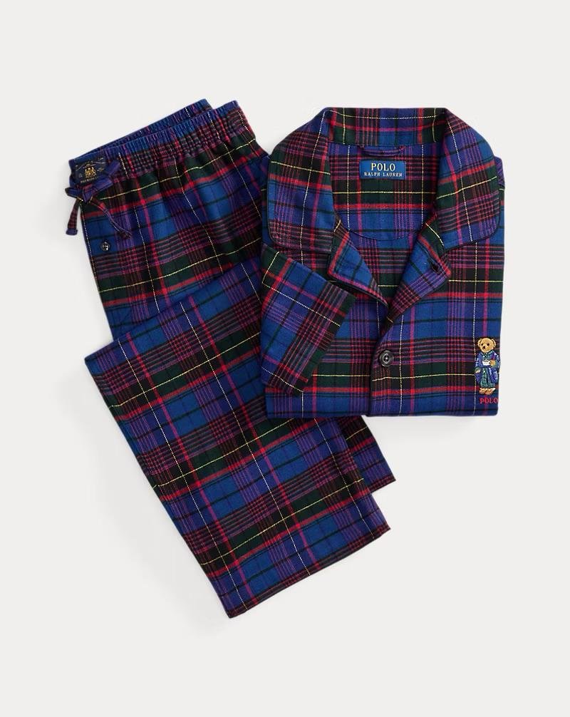 Pigiama Polo Ralph Lauren Bear scozzese in flanella