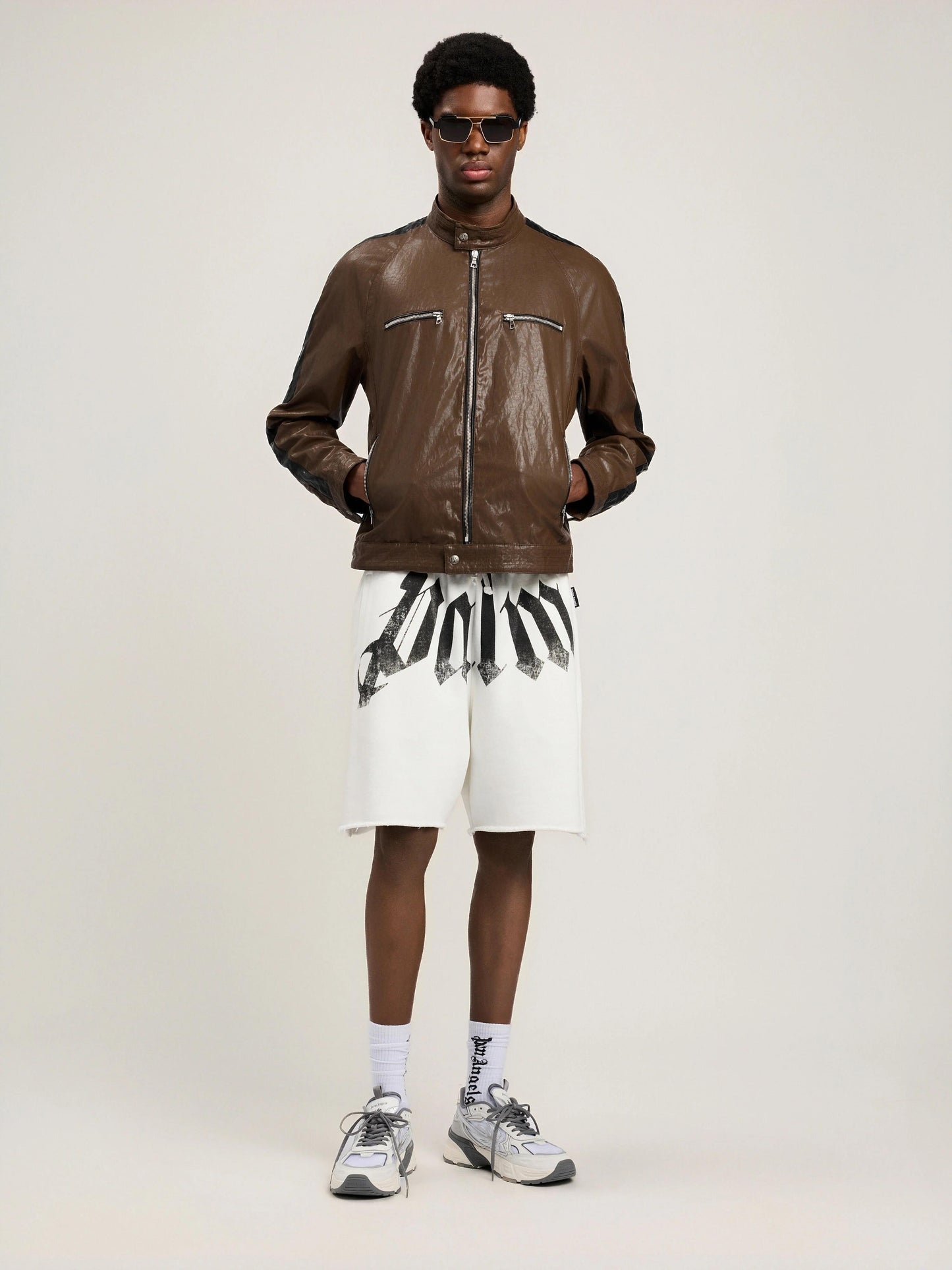 Bermuda Palm Angels in felpa "Big Waist Logo" uomo