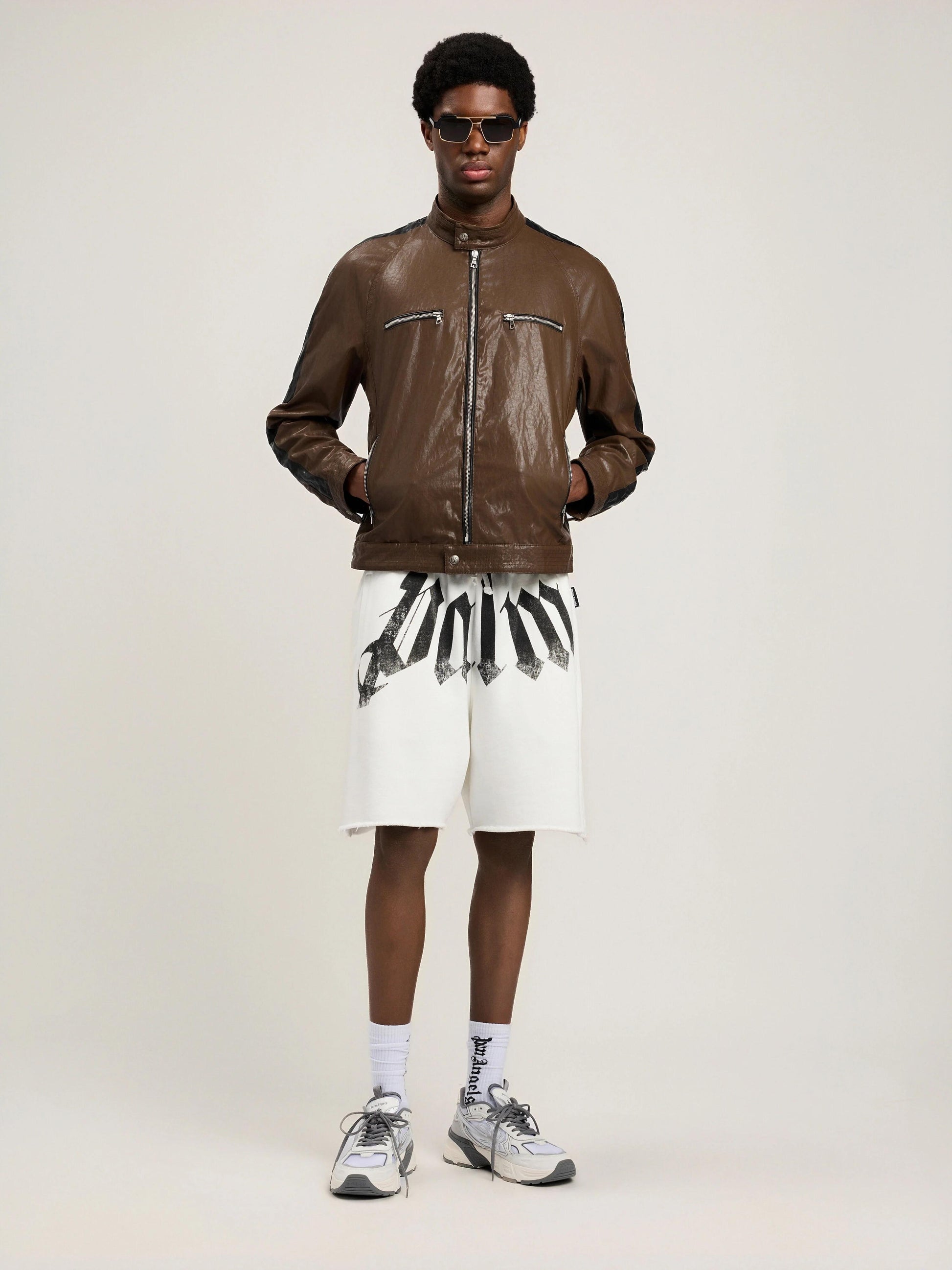 Bermuda Palm Angels in felpa "Big Waist Logo" uomo