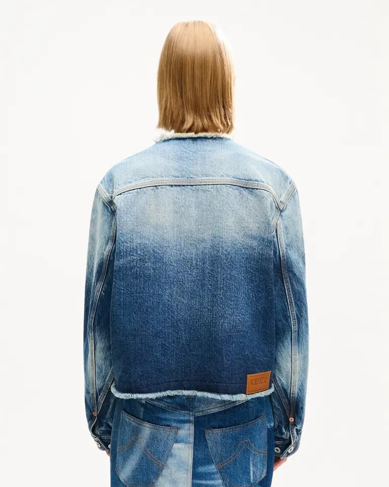 Giubbotto Kenzo Paris in jeans con stampa decorativa e patch logo