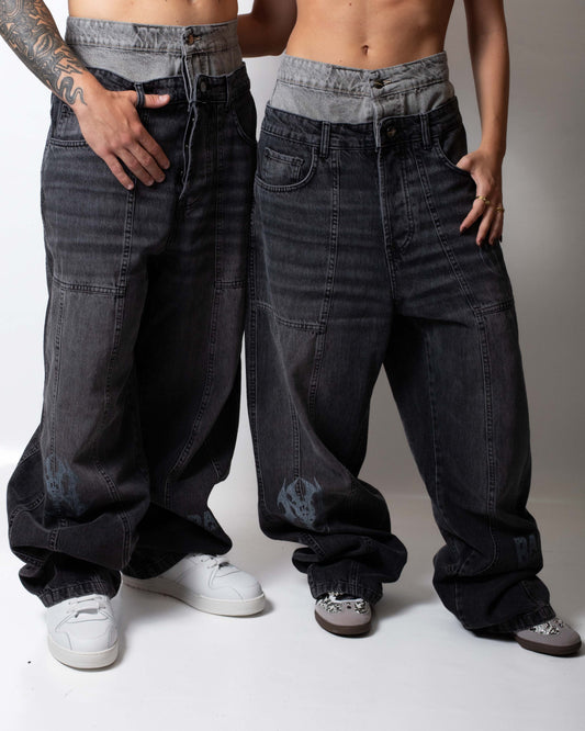 Jeans Barrow baggy con stampe