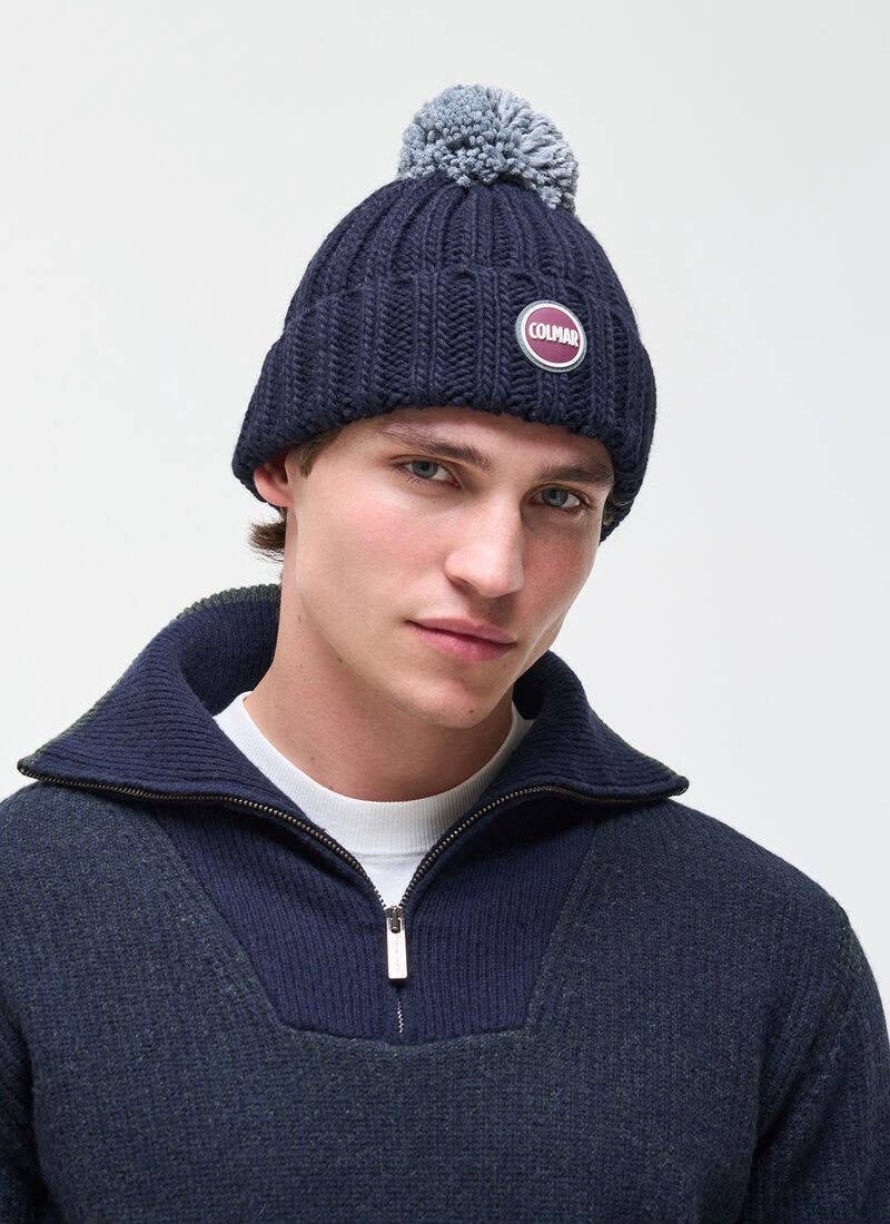 Cappello Colmar in costina con pompon