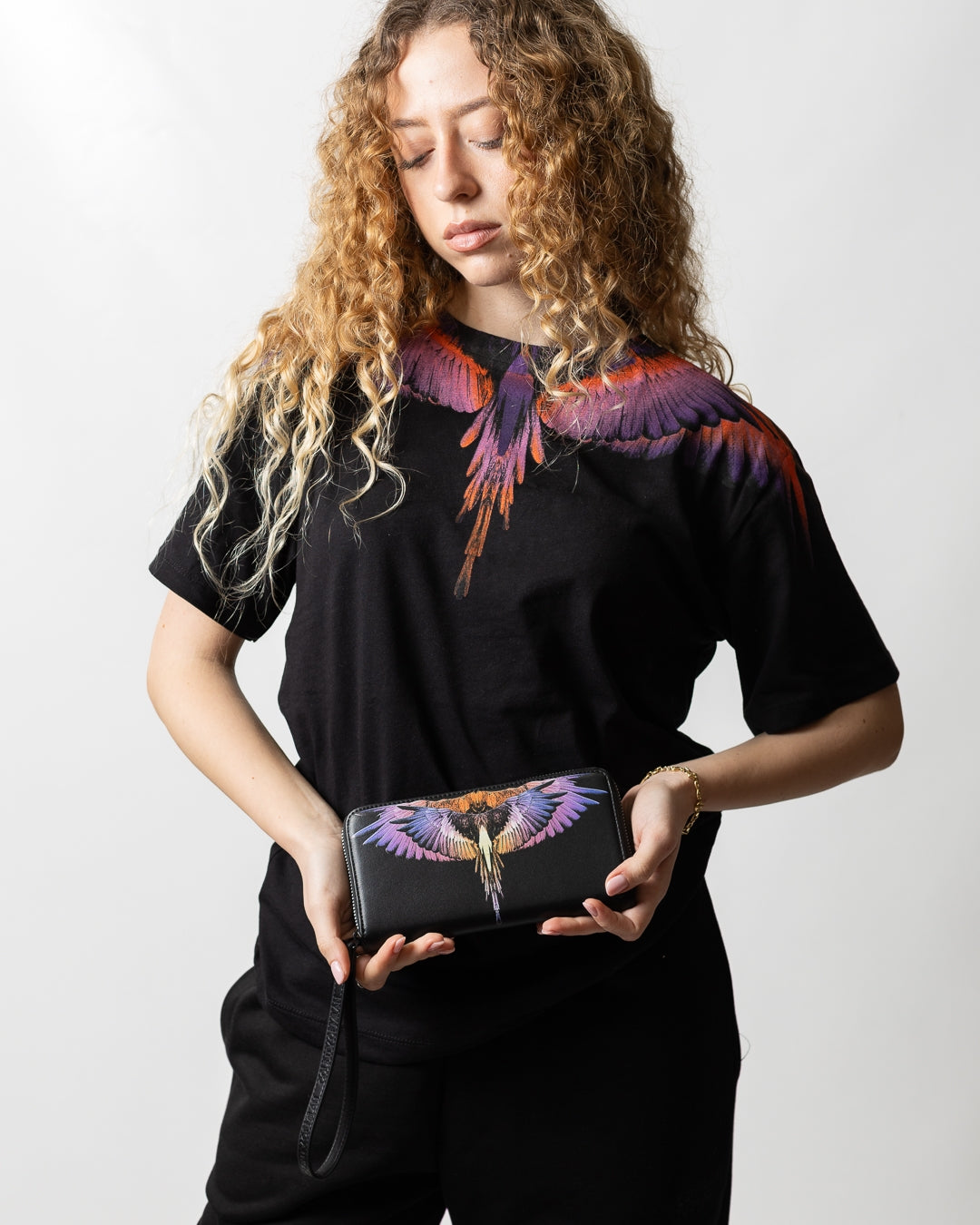 Portafogli Marcelo Burlon in ecopelle "Icon Wings Orange" logato