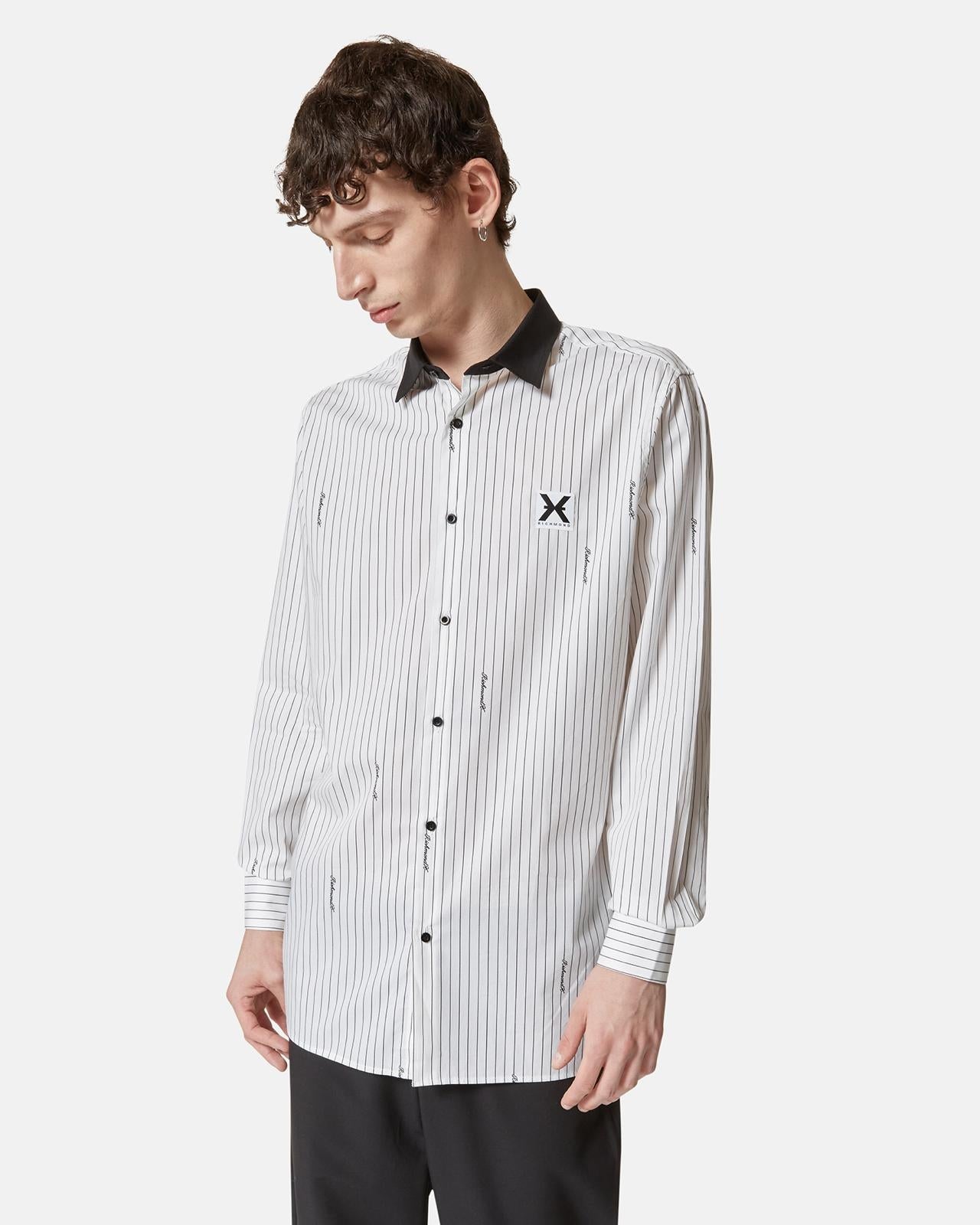 Camicia Richmond X a strisce con logo all-over uomo