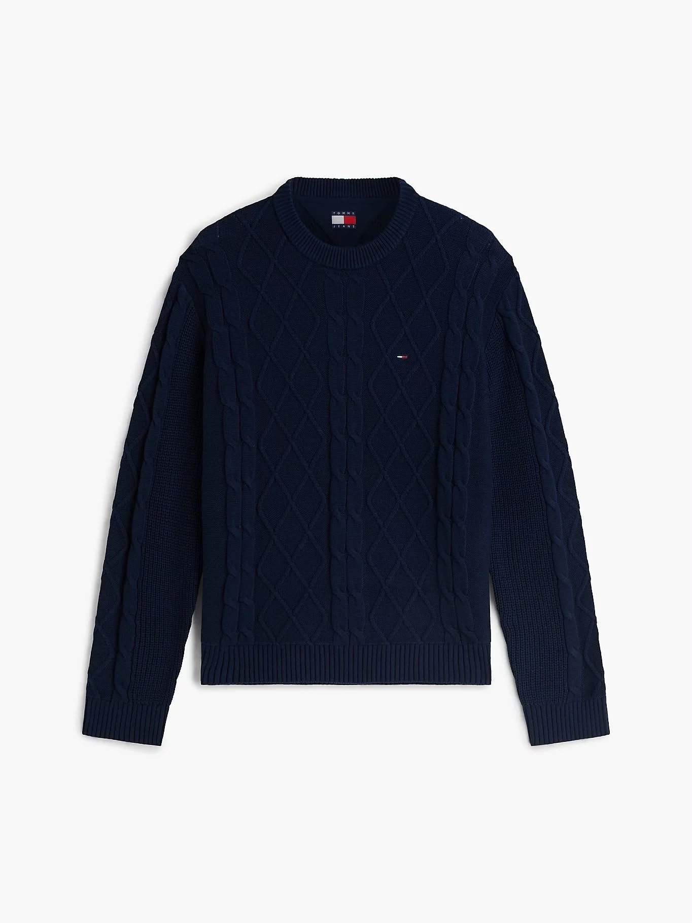 Maglia Tommy Jeans girocollo ricamata con logo flag uomo