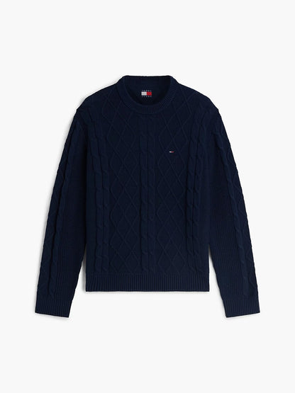 Maglia Tommy Jeans girocollo ricamata con logo flag uomo
