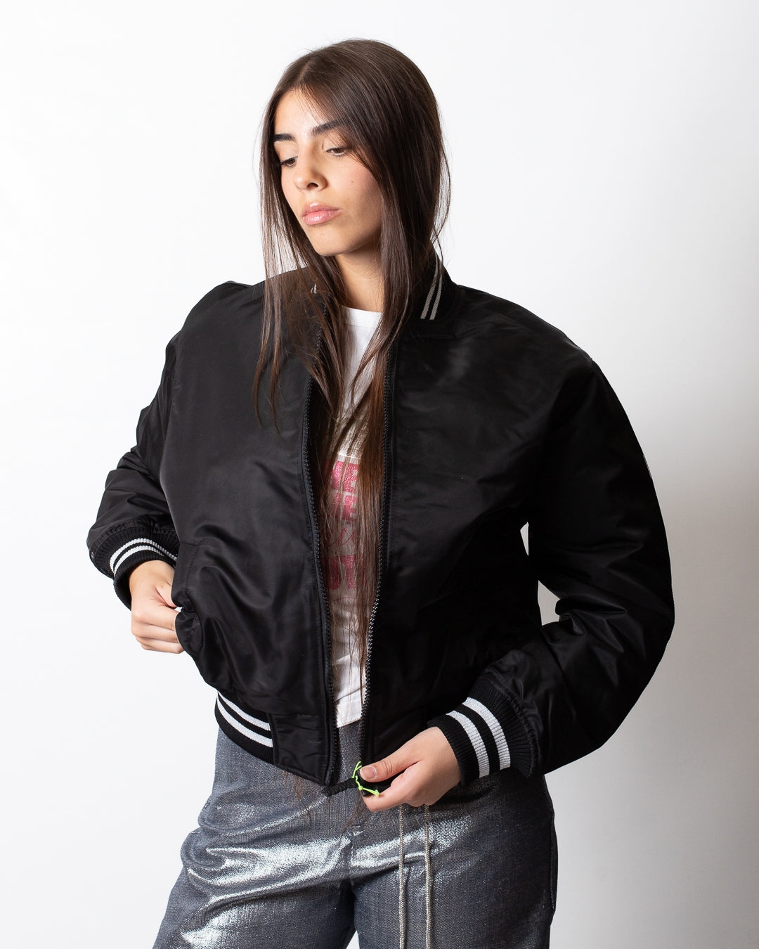 Piumino Disclaimer bomber logato donna