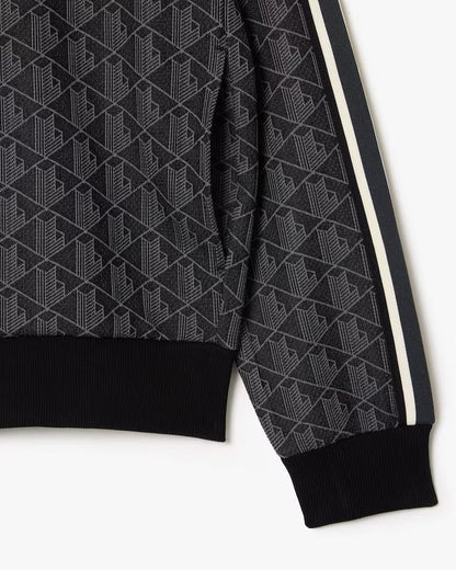 Felpa Lacoste con zip logata allover uomo