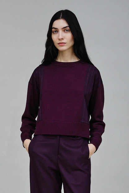 Maglia Nenette in lana con inserti in tessuto gessato