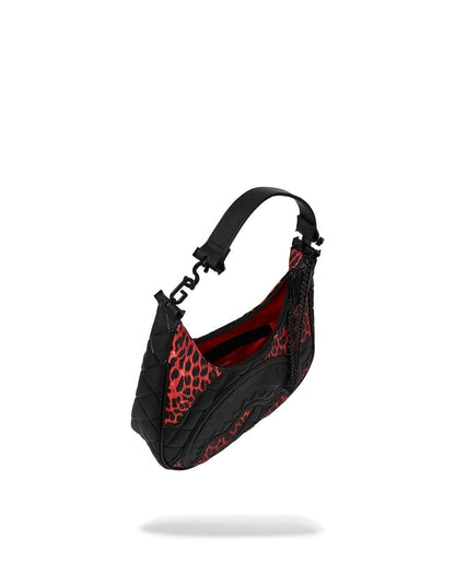 Borsa a spalla Sprayground nero "Red leopard puffer vice shoudlar bag" donna