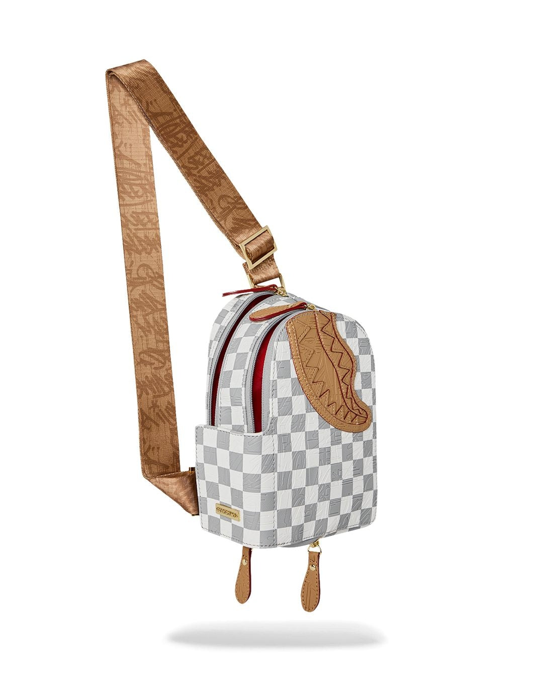 Tracolla Sprayground bianco EMBOSSED CREAM CHECK BACKPACK SLING 