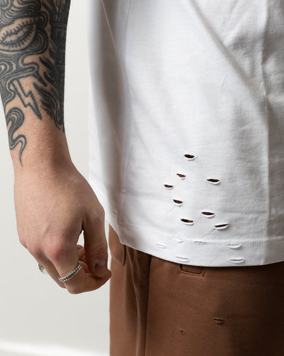 T-Shirt Comme des Fuckdown logata con tagli uomo