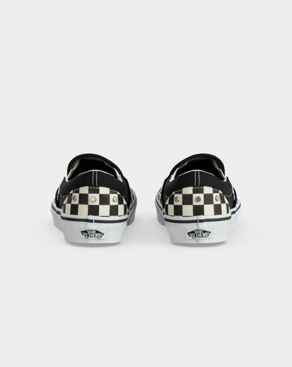 Sneakers Vans Classic Slip-On Checkerboard black and white con applicazioni metalliche