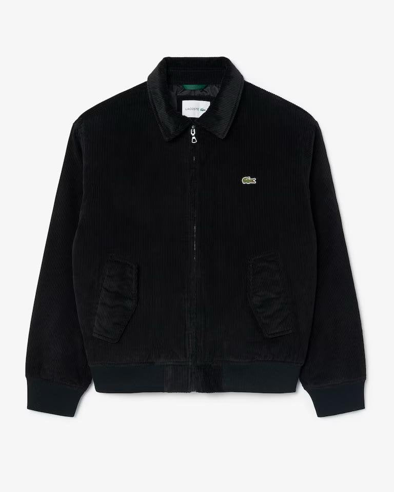 Giubbotto Lacoste in velluto a coste con logo ricamato