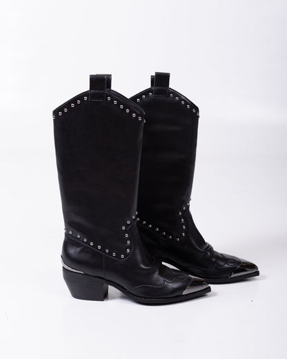 Stivali Just Cavalli in pelle con punta metallica, tacco e borchie