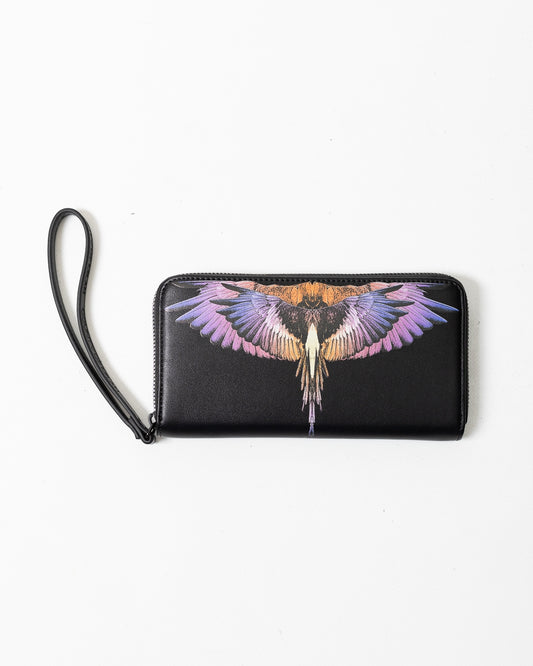 Portafogli Marcelo Burlon in ecopelle "Icon Wings Orange" logato