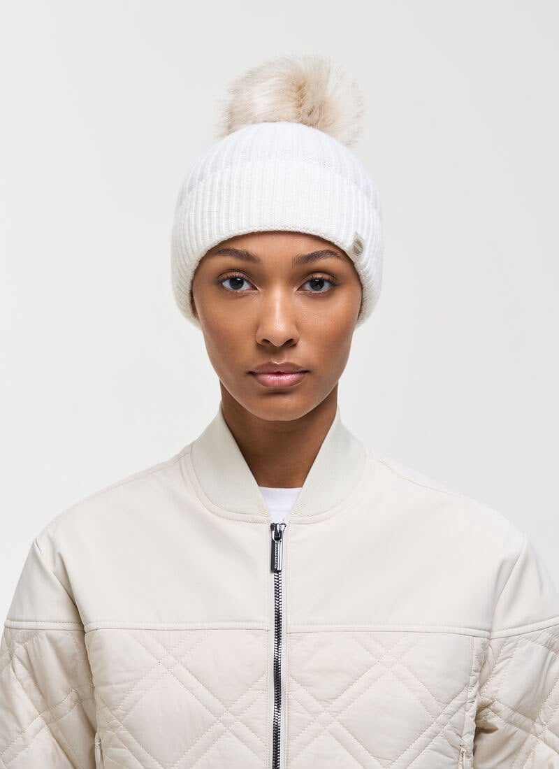 Cappello Colmar in lana logo patch e pompon