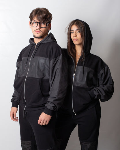 Felpa GCDS "Band Logo Nylon" fullzip con cappuccio