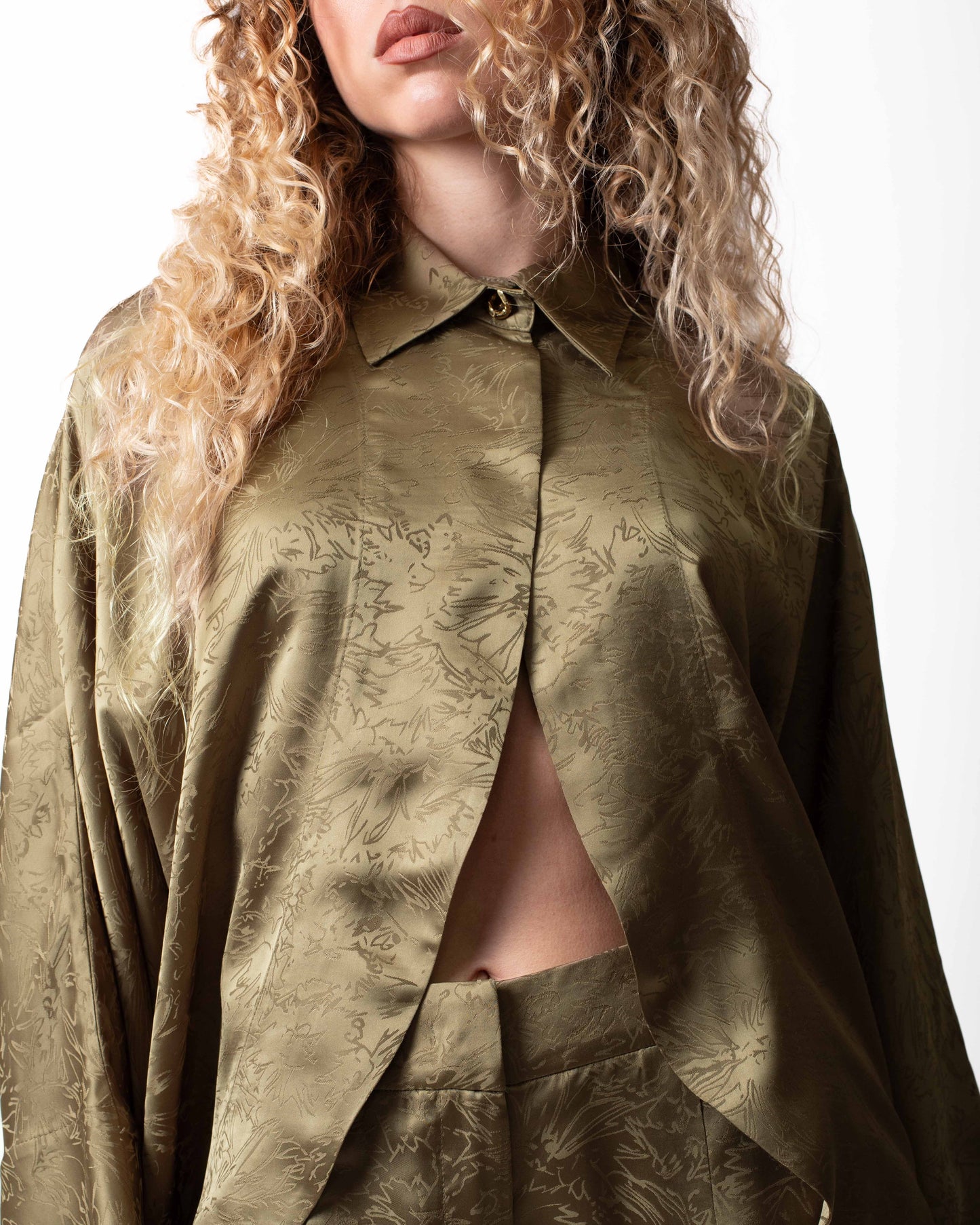 Camicia Nenette in viscosa con stampa jacquard donna