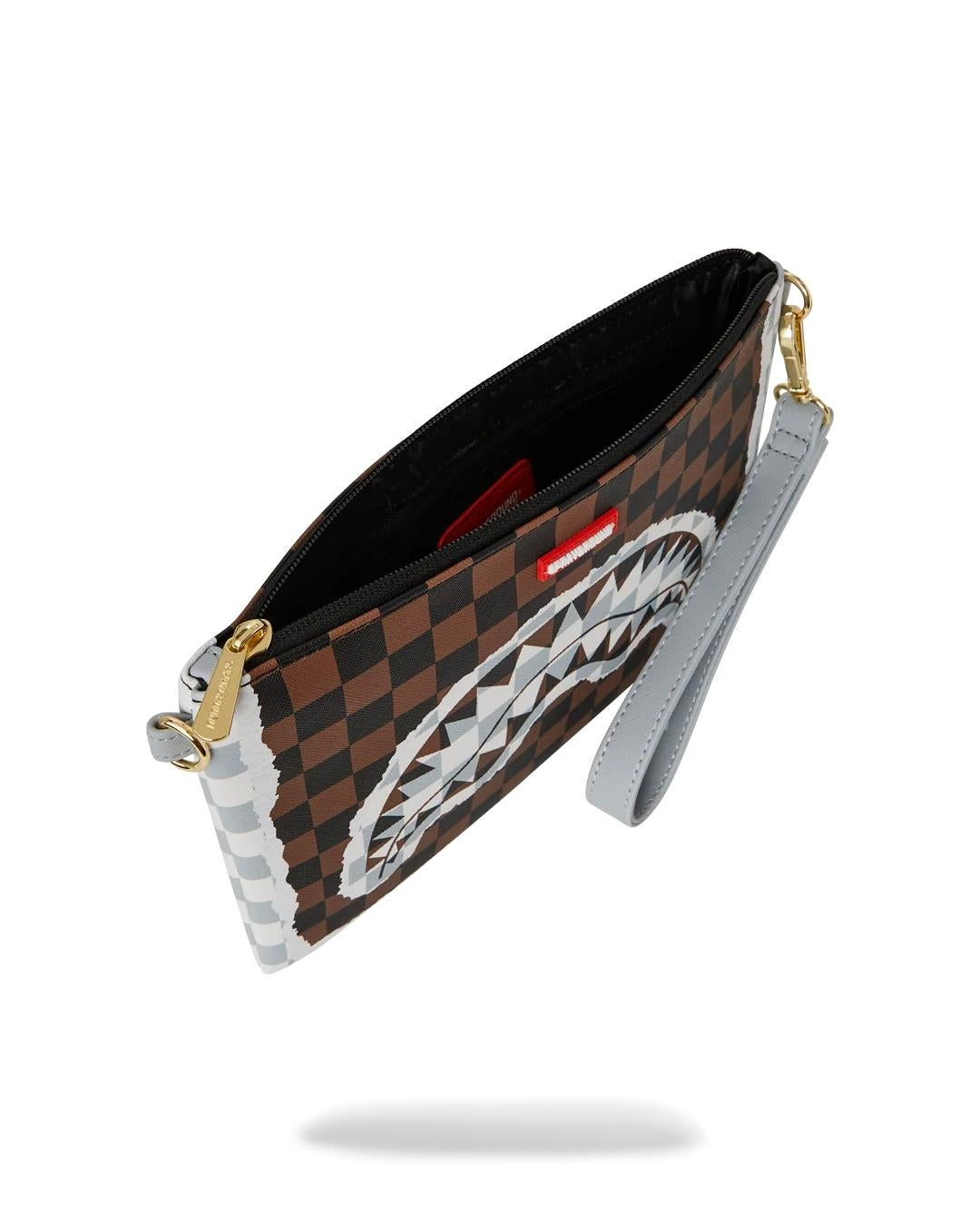 Pochette Sprayground marrone "CREAM AND BROWN TEAR CHECK CROSSOVER CLUTCH"