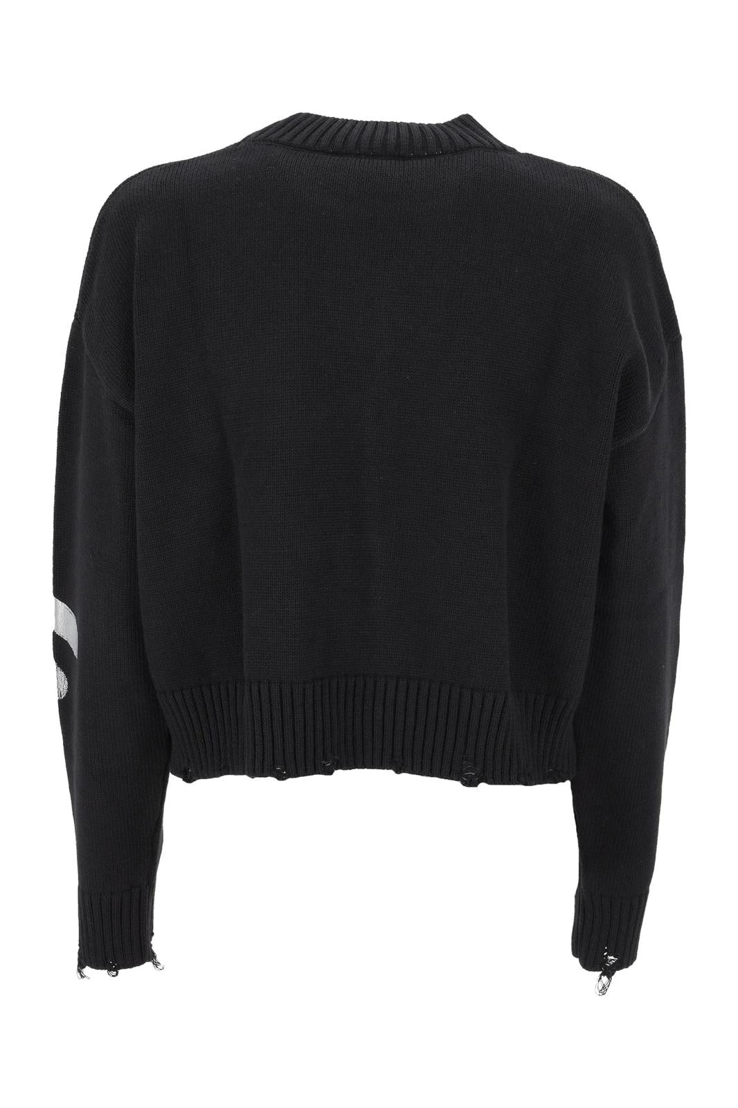 Maglia Disclaimer girocollo cropped con stampa donna