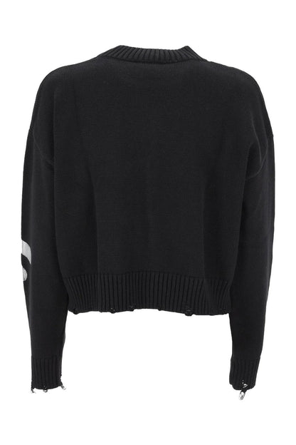 Maglia Disclaimer girocollo cropped con stampa donna