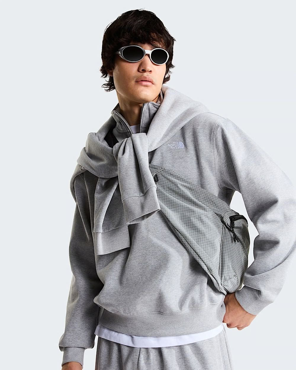 Felpa The North Face mezza zip con logo ricamato uomo