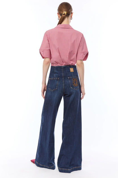 Jeans Nenette wide leg con fibbia donna