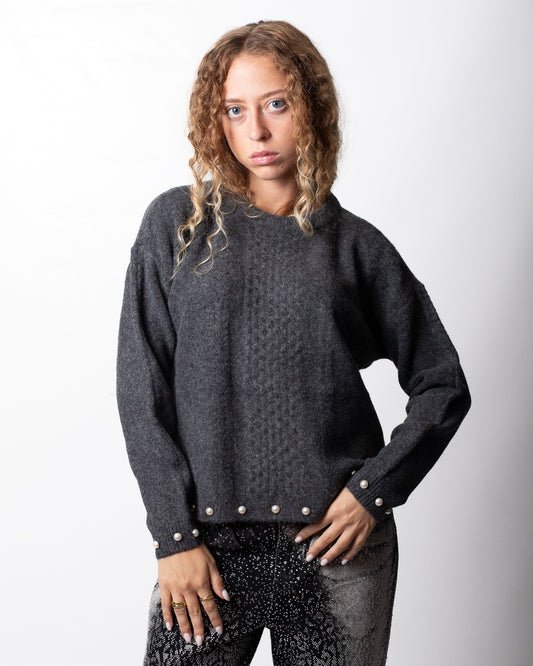 Maglia Twinset Actitude girocollo con perline donna