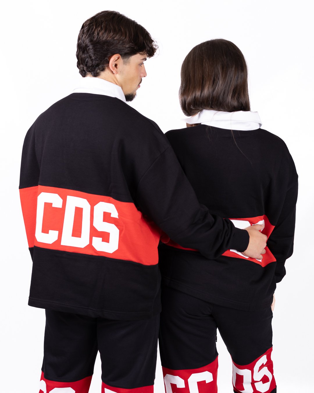Felpa polo con maxi logo GCDS a contrasto 