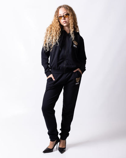 Felpa Moschino Active full zip con cappuccio e logo orsetto