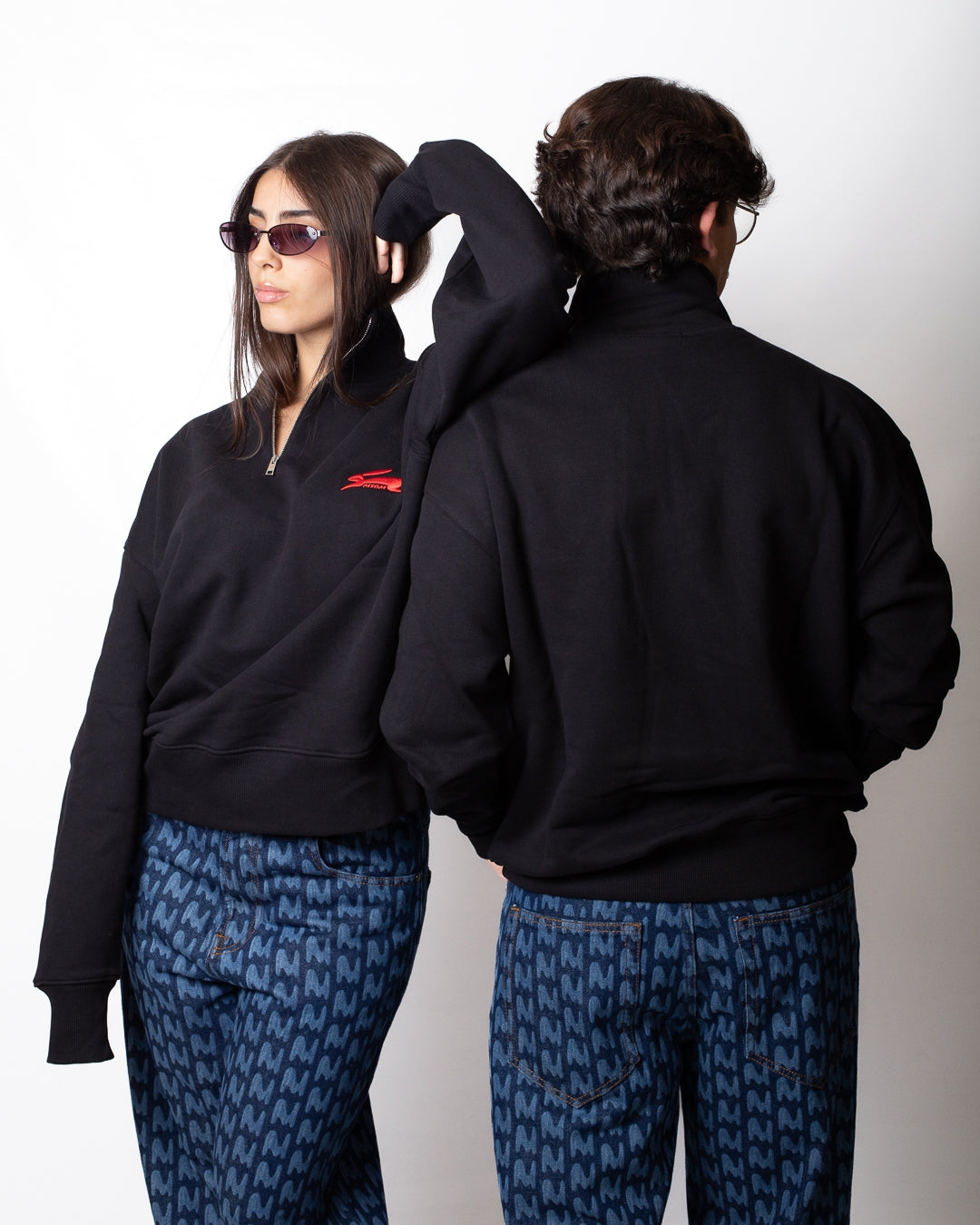 Felpa MSGM a mezza zip con logo ricamato