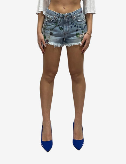 Short John Richmond in denim con stampa gioiello donna
