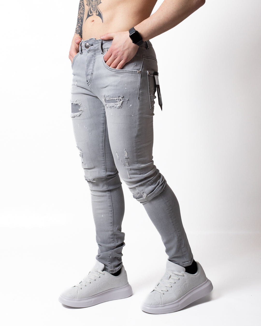 Jeans Richmond X slim con tagli e pittura uomo