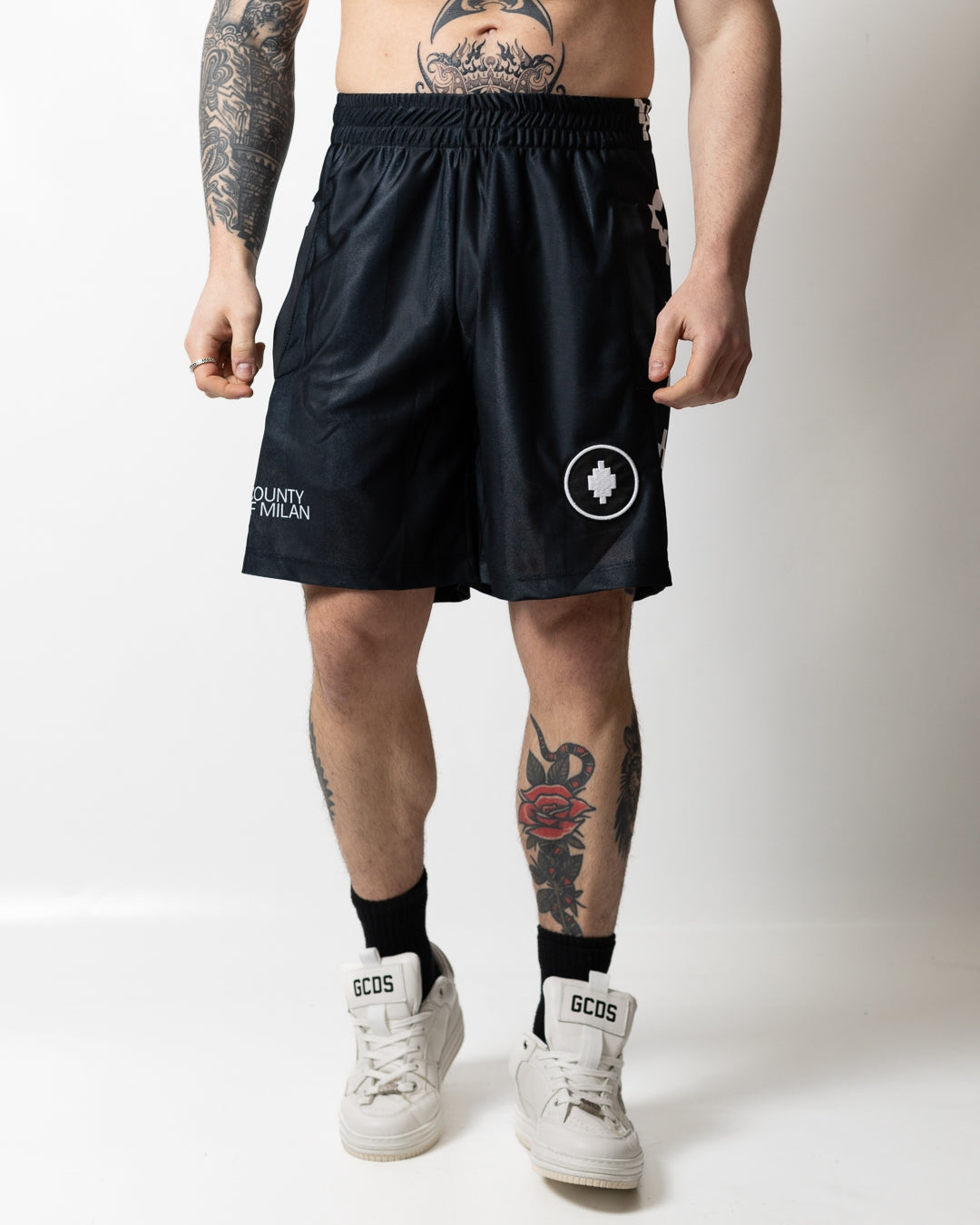 Bermuda Marcelo Burlon in nylon "Soccer County" uomo