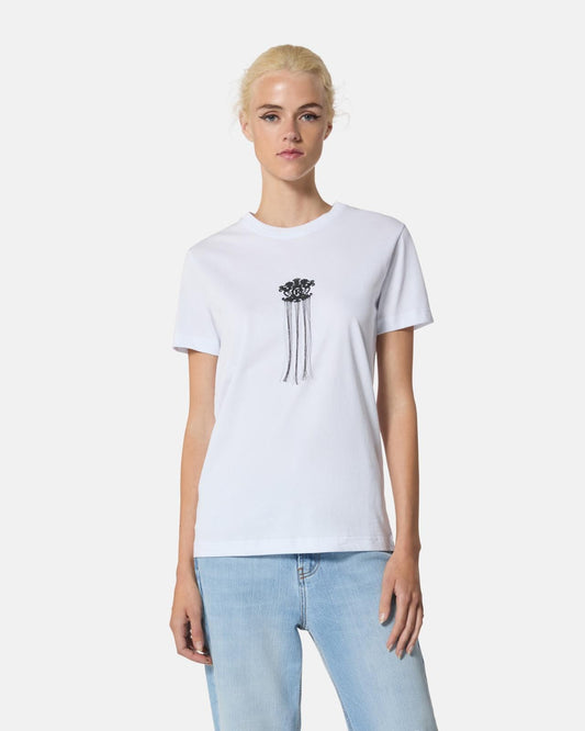 T-Shirt John Richmond con frange e ricamo donna