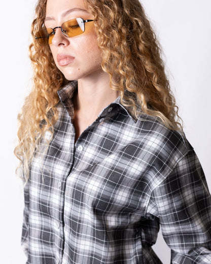 Camicia Disclaimer con logo perline e fantasia a quadri
